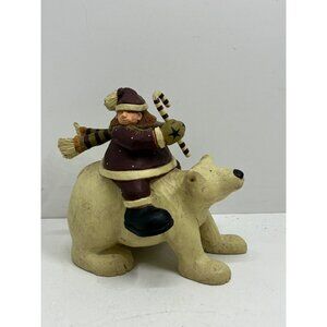 Williraye Studio Santas Helper Figurine On Polar Bear Decorative Collectible